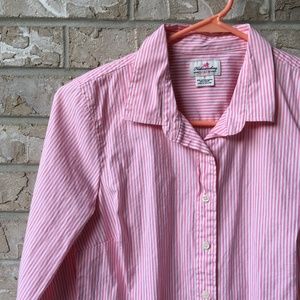 J Crew Haberdashery Pink Stripe Button Down Shirt Top Small S